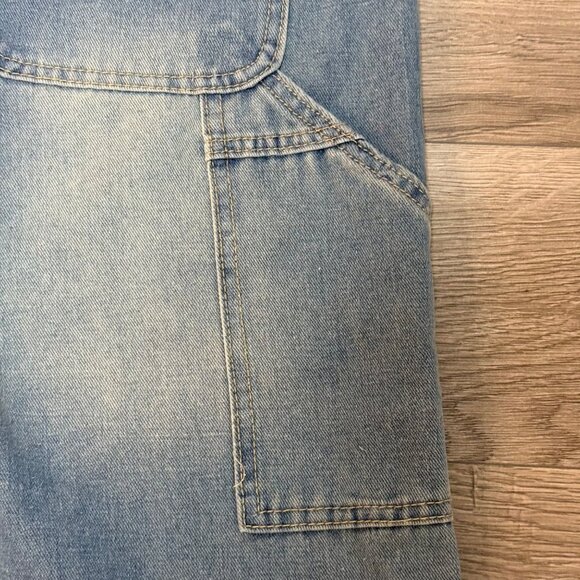 Dazy Womens Wide Leg Denim Bib Overalls Size L Blue Jean Farmcore Garden Faded - Picture 5 of 15